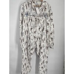 The Company Store Pajama Men’s Large Flannel Animal Woodland Print Whimsical